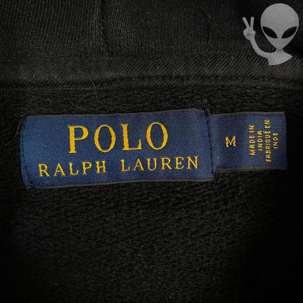 Polo Ralph Lauren Hoodie Medium Black Classic Pullover plain - Picture 5 of 7
